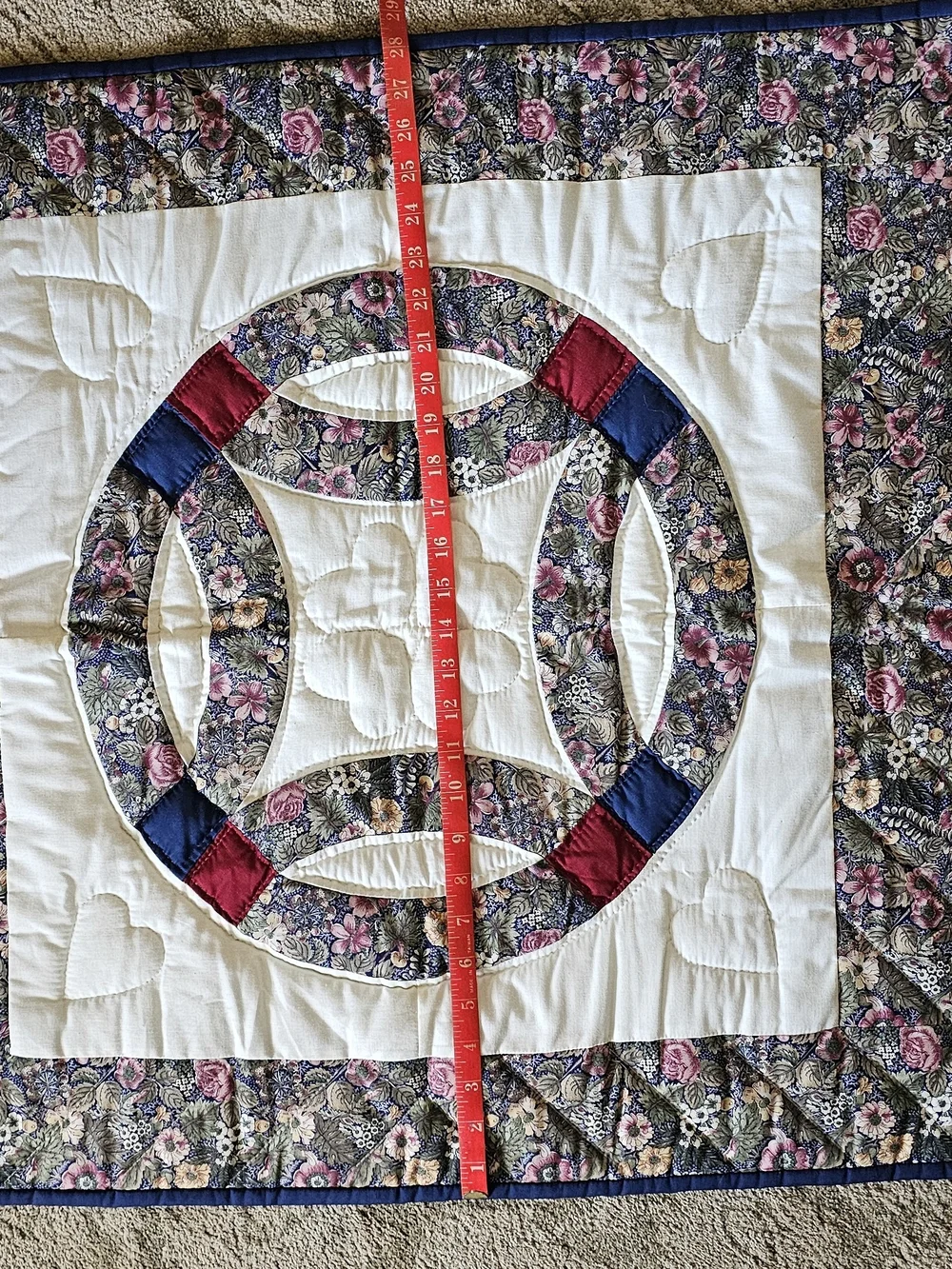 Handmade Double Wedding Ring Quilt Wall Hanging – 30